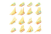 Sailing ship icons set