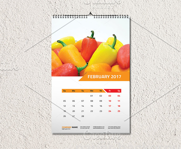 Wall Calendar Template 2017 V1 in Stationery Templates - product preview 2