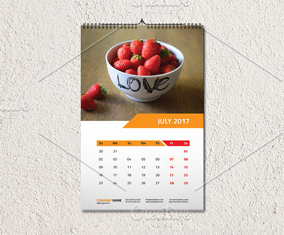 Wall Calendar Template 2017 V1 in Stationery Templates - product preview 3