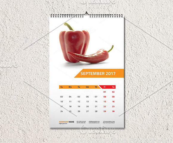 Wall Calendar Template 2017 V1 in Stationery Templates - product preview 4