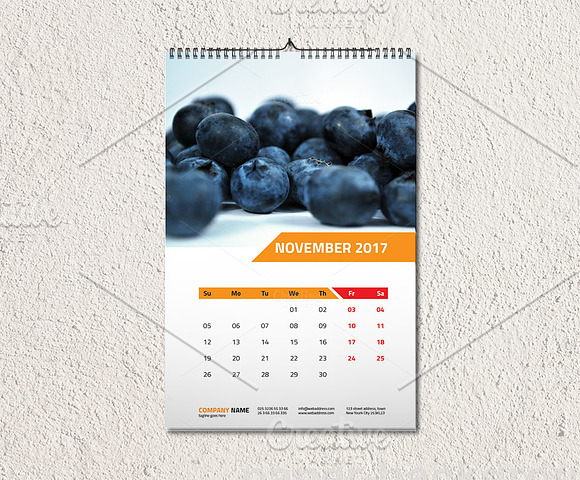 Wall Calendar Template 2017 V1 in Stationery Templates - product preview 5