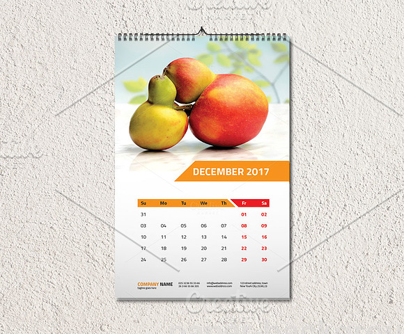 Wall Calendar Template 2017 V1 in Stationery Templates - product preview 6