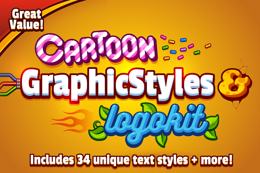 Cartoon Graphic Styles and Logo Kit in Photoshop Layer Styles - product preview 8