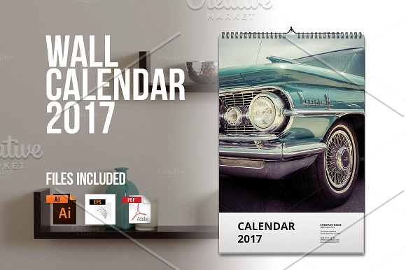 Wall Calendar 2017 V3 in Stationery Templates - product preview 1