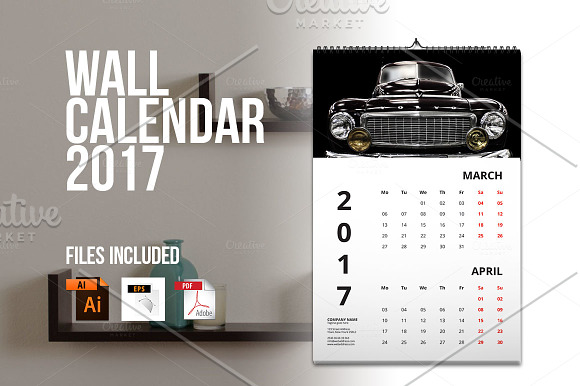 Wall Calendar 2017 V3 in Stationery Templates - product preview 2