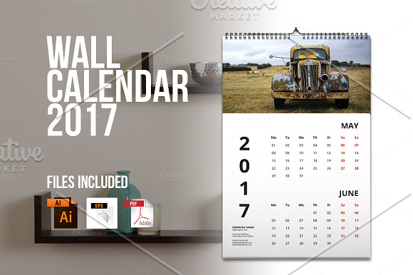 Wall Calendar 2017 V3 in Stationery Templates - product preview 3