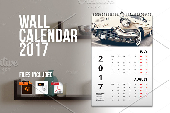 Wall Calendar 2017 V3 in Stationery Templates - product preview 4