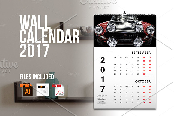 Wall Calendar 2017 V3 in Stationery Templates - product preview 5