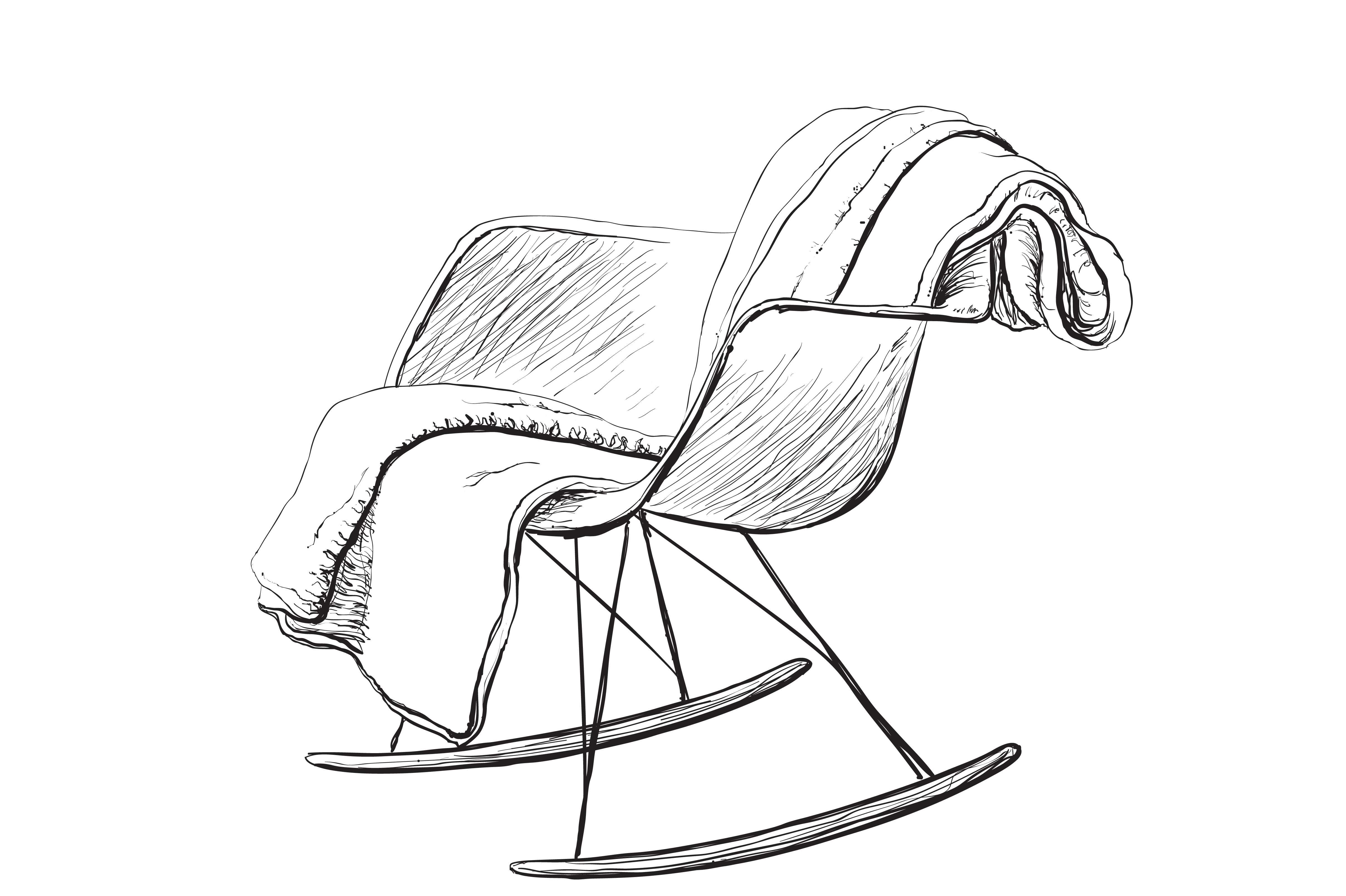 Rocking Chair Interior Sketch Custom Designed Illustrations