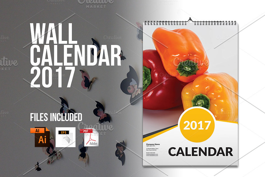 Wall Calendar Template 2017 V4 in Stationery Templates - product preview 8