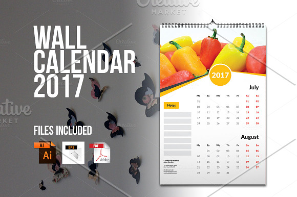 Wall Calendar Template 2017 V4 in Stationery Templates - product preview 4