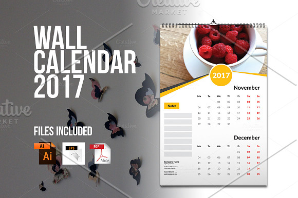 Wall Calendar Template 2017 V4 in Stationery Templates - product preview 6
