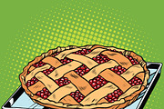 Berry pie on iron pallet