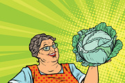 woman with a green cabbage