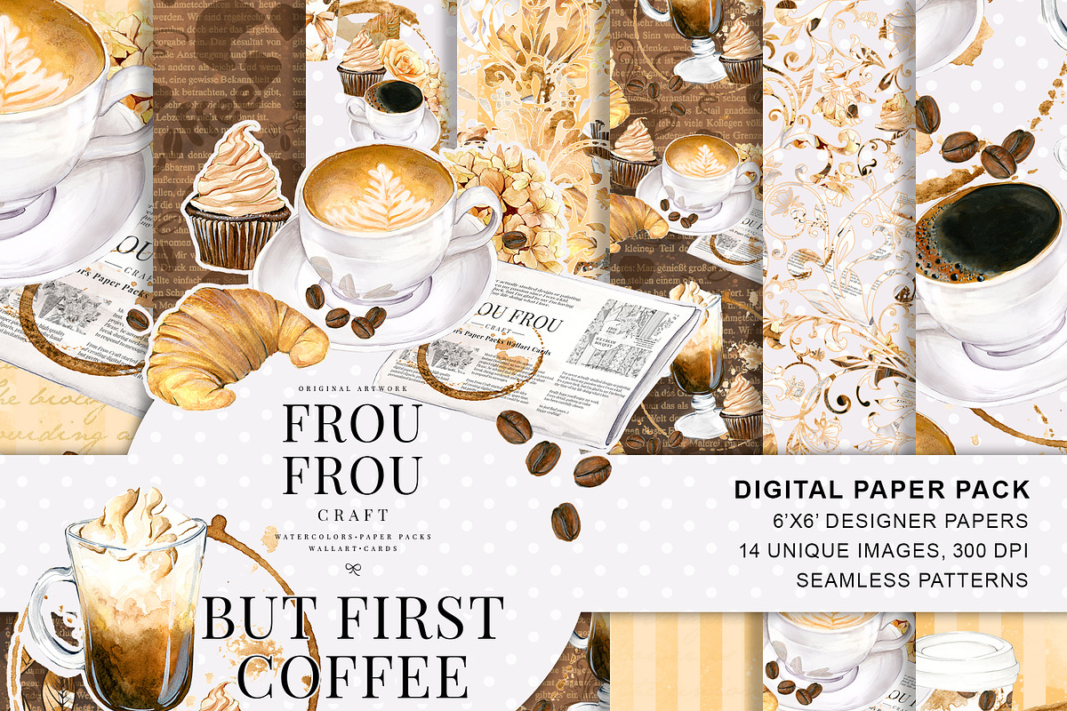 Coffee Digital Paper Pack in Patterns - product preview 8