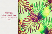 Pineapples,tropical jungle leaves