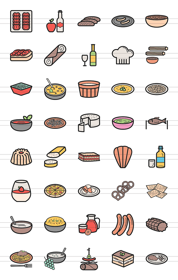 40 European Cuisine Line Filled Icon in Icons - product preview 1