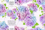Watercolor Hydrangea Flowers Clipart