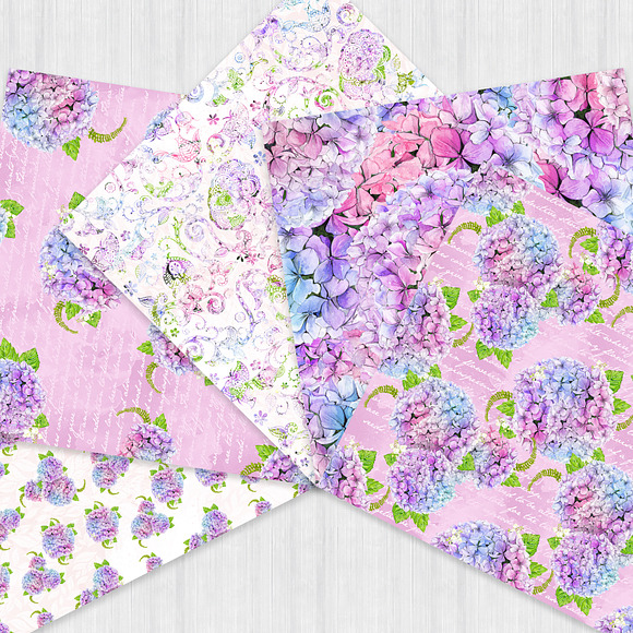 Watercolor Floral Hydrangea Patterns in Patterns - product preview 1