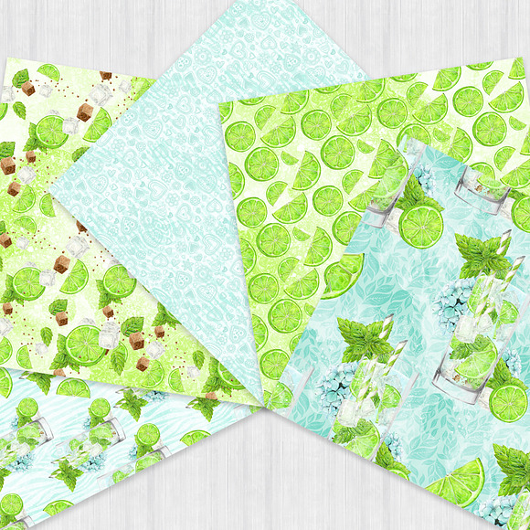 Watercolor Drinks Mojito Paper Pack in Patterns - product preview 2