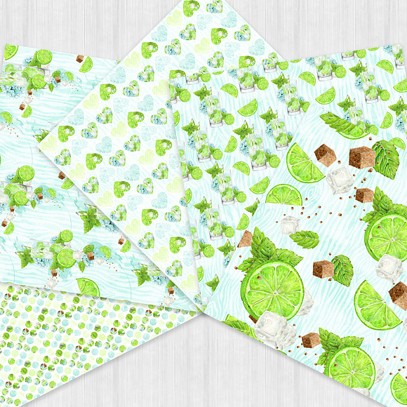 Watercolor Drinks Mojito Paper Pack in Patterns - product preview 3
