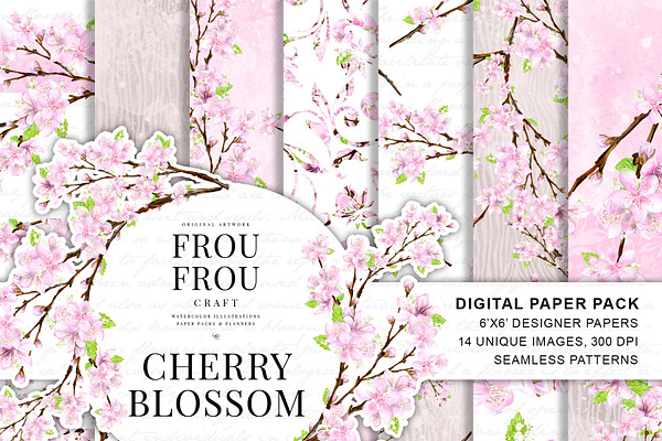 Cherry Blossom Watercolor Paper Pack