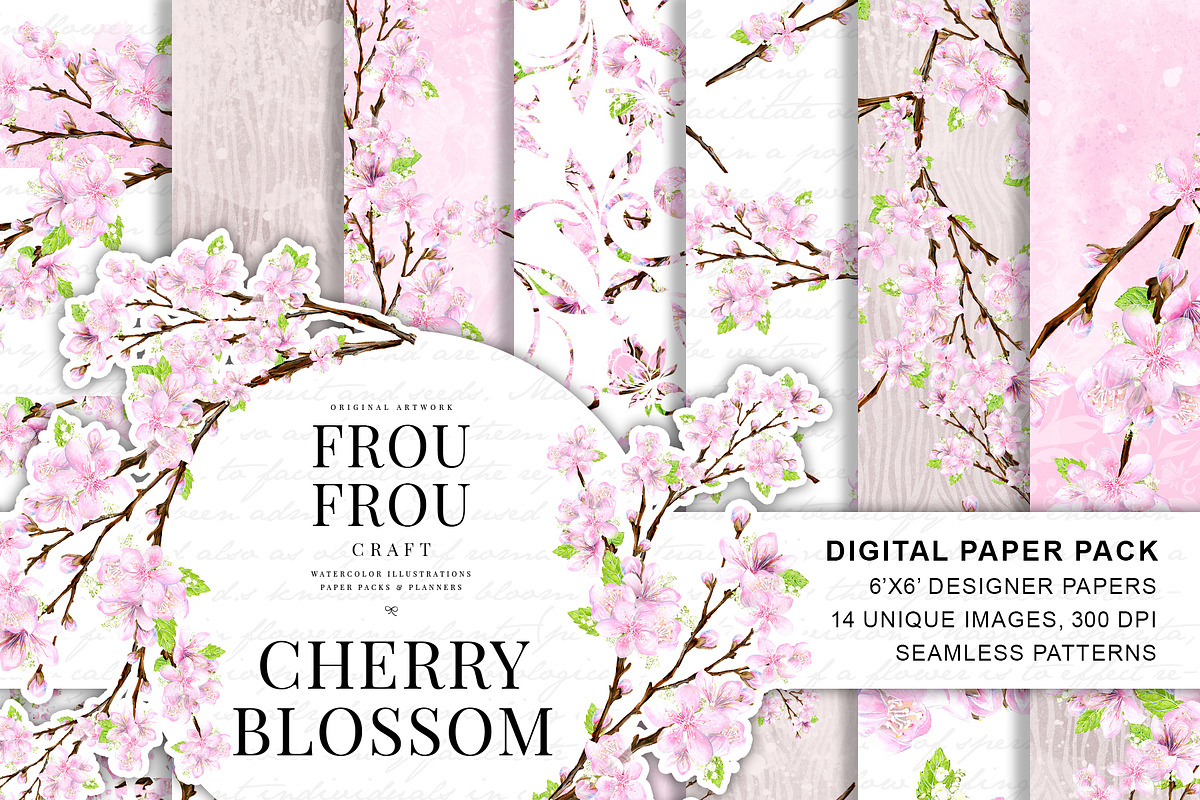 Cherry Blossom Watercolor Paper Pack in Patterns - product preview 8