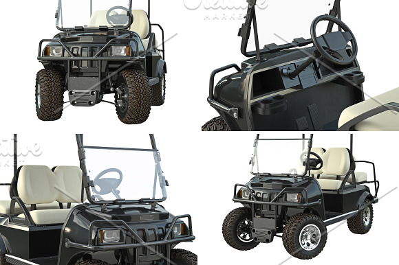 Golf car black set in Objects - product preview 1