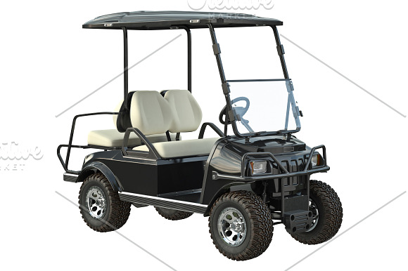Golf car black set in Objects - product preview 2