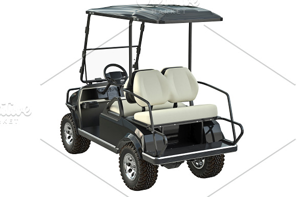 Golf car black set in Objects - product preview 3