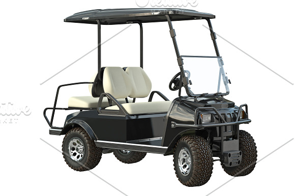 Golf car black set in Objects - product preview 4