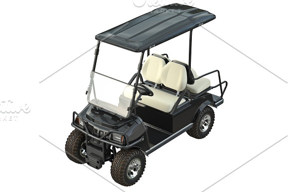 Golf car black set in Objects - product preview 5