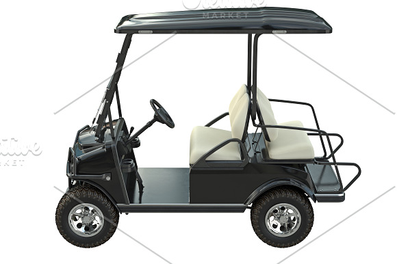 Golf car black set in Objects - product preview 6