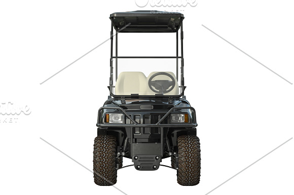 Golf car black set in Objects - product preview 7