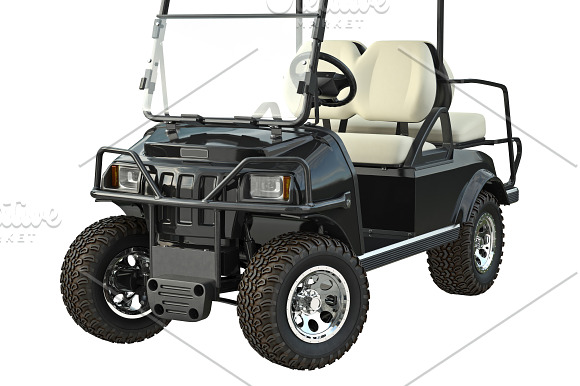 Golf car black set in Objects - product preview 11