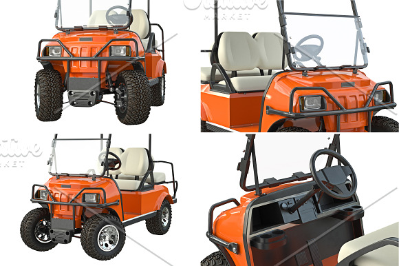 Golf car orange set in Objects - product preview 1