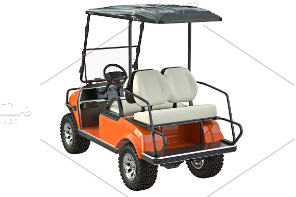 Golf car orange set in Objects - product preview 3