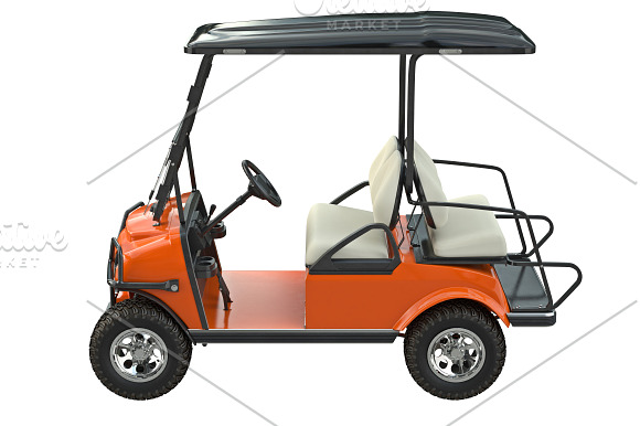 Golf car orange set in Objects - product preview 6