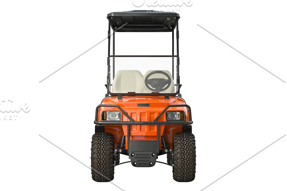 Golf car orange set in Objects - product preview 7