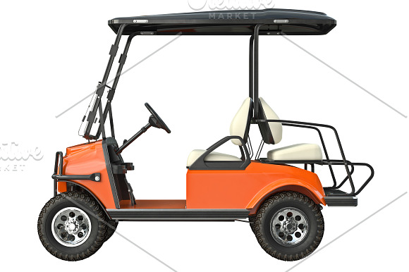 Golf car orange set in Objects - product preview 8