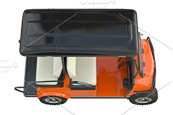 Golf car orange set in Objects - product preview 10