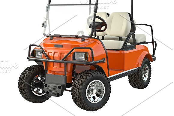 Golf car orange set in Objects - product preview 11