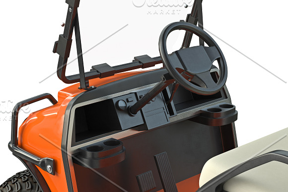 Golf car orange set in Objects - product preview 13