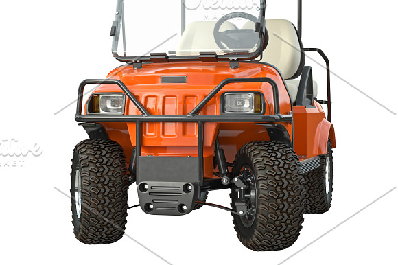 Golf car orange set in Objects - product preview 14