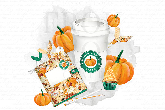 Pumpkin Spice Latte Clipart in Illustrations - product preview 2