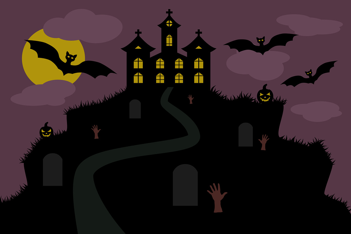 halloween background castle mountain in Illustrations - product preview 8