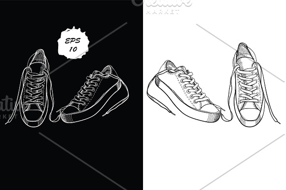 Hand drawn Sport shoes vector in Objects - product preview 1