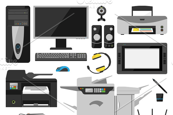 Vector computer office equipment