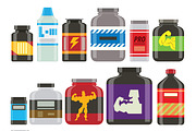 Sports nutrition food icons vector