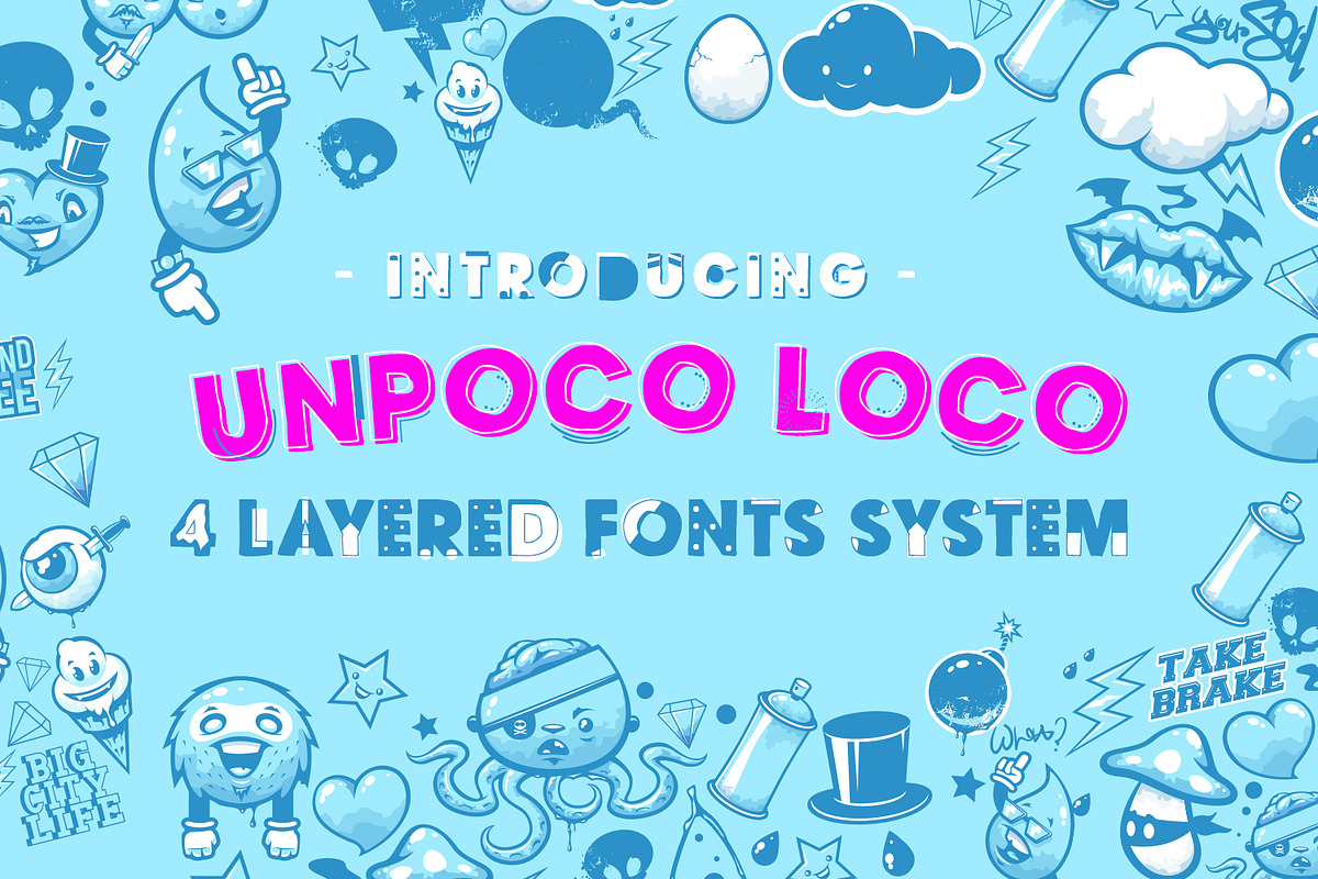 Unpoco Loco™ - 4 Layered Fonts in Display Fonts - product preview 8
